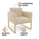 Ver mais imagens de Kit 1 Sofá Namoradeira e 1 Poltrona Elisa Suede Bege Base Metálica Industrial Dourada - D'Rossi