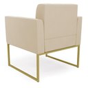 Ver imagem 3 de Kit 1 Sofá Namoradeira e 1 Poltrona Elisa Suede Bege Base Metálica Industrial Dourada - D'Rossi