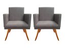 Ver imagem 1 de Kit 2 Poltronas Decorativa Bia Suede Cinza Pés Madeira Ms Decor