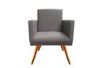 Ver imagem 2 de Kit 2 Poltronas Decorativa Bia Suede Cinza Pés Madeira Ms Decor