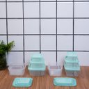 Ver imagem 7 de Kit 12 potes de plástico quadrado com tampa 250ml, 350ml, 500ml, 750ml, 1L e 1,2L - Mozcada