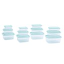 Ver imagem 1 de Kit 12 potes de plástico quadrado com tampa 250ml, 350ml, 500ml, 750ml, 1L e 1,2L - Mozcada