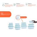 Ver imagem 4 de Kit 12 potes de plástico quadrado com tampa 250ml, 350ml, 500ml, 750ml, 1L e 1,2L - Mozcada
