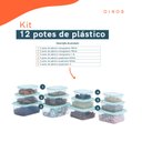 Ver imagem 3 de Kit 12 potes de plástico quadrado com tampa 250ml, 350ml, 500ml, 750ml, 1L e 1,2L - Mozcada