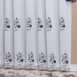 Cortina Combinada Voal Doha 300x250cm Branca detalhes Cinza - 3