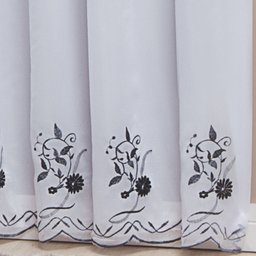 Cortina Combinada Voal Doha 300x250cm Branca detalhes Cinza - 4