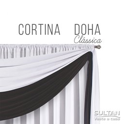 Cortina Combinada Voal Doha 300x250cm Branca detalhes Cinza - 5
