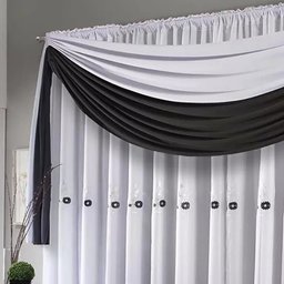 Cortina Combinada Voal Doha 300x250cm Branca detalhes Cinza - 2