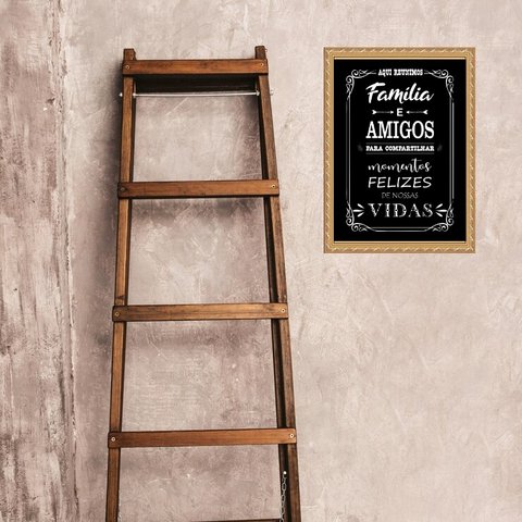 Quadro Moldura Dourada Área Gourmet 33x24cm:com Vidro