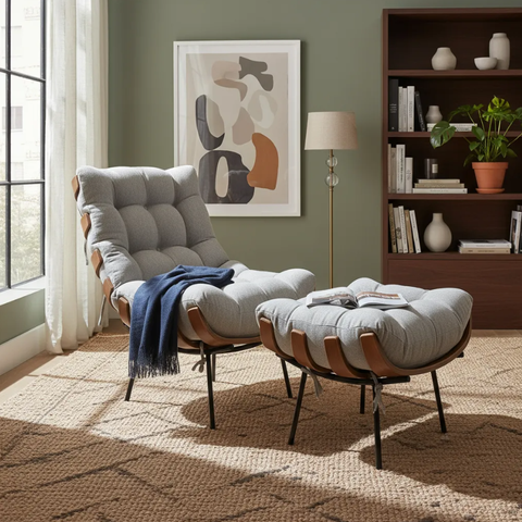 Kit Poltrona Costela em Linho Premium – Sofisticação e Conforto Garantidos