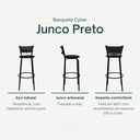 Ver imagem 3 de Kit 2 Banquetas para Bancada Banco Alto Junco Preto Balcão Cozinha Gourmet Bar Área de Lazer Piscina