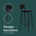 Ver imagem 4 de Kit 2 Banquetas para Bancada Banco Alto Junco Preto Balcão Cozinha Gourmet Bar Área de Lazer Piscina