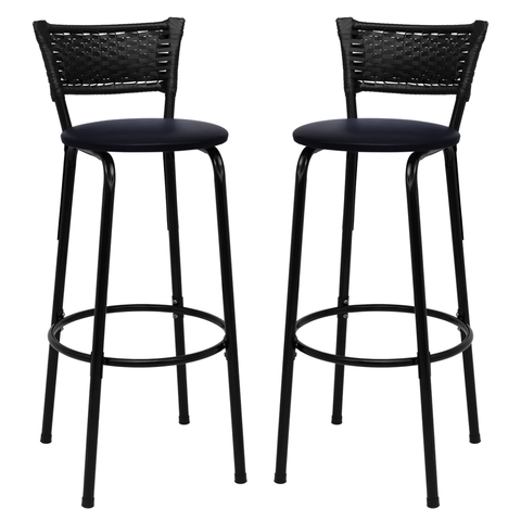 Kit 2 Banquetas para Bancada Banco Alto Junco Preto Balcão Cozinha Gourmet Bar Área de Lazer Piscina