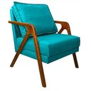 Ver imagem 1 de Poltrona Marília Madeira Maciça - Suede Azul Turquesa