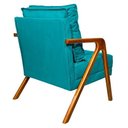 Ver imagem 3 de Poltrona Marília Madeira Maciça - Suede Azul Turquesa
