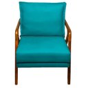 Ver imagem 2 de Poltrona Marília Madeira Maciça - Suede Azul Turquesa