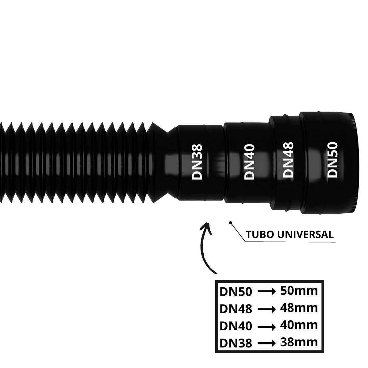 Sifão Sanfonado com Copo 49cm Preto | Astra | Kit C/ 5 Un - 4