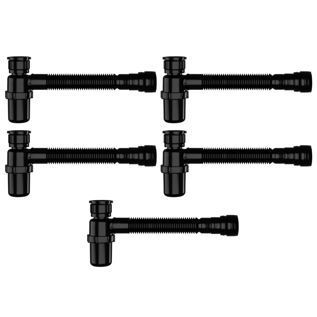 Sifão Sanfonado com Copo 49cm Preto | Astra | Kit C/ 5 Un - 1