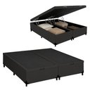 Ver imagem 1 de Cama Box com Baú Queen Bipartido Royal Sleep Sintético Preto