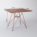 Ver imagem 3 de Mesa Jantar Quadrada com 4 Cadeiras Pretas Base de Ferro Cobre Tampo Amêndoa 90cm Cor: Marrom