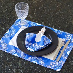 Kit Mesa Posta Jogo Americano 6 Lugares 18 Pçs Pçs Micropercal 200 Fios Olho Grego (capa+ - 4