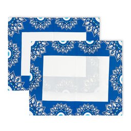 Kit Mesa Posta Jogo Americano 6 Lugares 18 Pçs Pçs Micropercal 200 Fios Olho Grego (capa+ - 2
