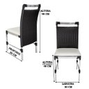 Ver imagem 3 de 4 Cadeiras Veneza Fibra Sintética cor Preto Alumínio Polido com Assento Estofado Branco
