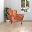 Ver imagem 2 de Kit 2 Poltronas Decorativas Pés Palito Charger Pu Marrom - Gran Belo