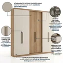 Ver imagem 5 de Guarda Roupa Casal 6 Portas e 4 Gavetas 238 x 231cm Passione Ultra Yescasa Marrom Capuccino/Off White