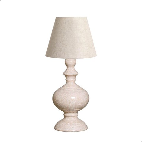 Abajur Pequeno Luminária de Mesa Imperial Bege Petra com Cúpula 53x25 Cm