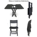 Ver imagem 2 de 2 Mesas Quadradas Dobráveis 80x72cm Preta + 4 Cadeiras Dobráveis