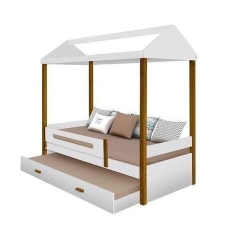 Cama Solteiro Sara Branco com Cama Auxiliar