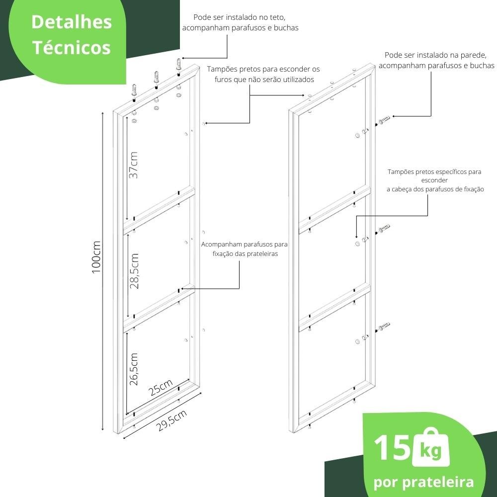 Prateleira Estilo Industrial Suspensa Teto Cozinha 80cm P.P - 4