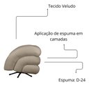 Ver imagem 6 de Poltrona Decorativa Micheli Base Giratória e Balanço Veludo Cor:bege