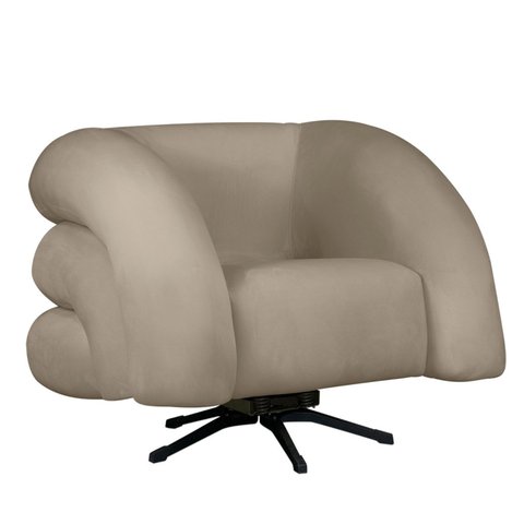 Poltrona Decorativa Micheli Base Giratória e Balanço Veludo Cor:bege