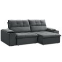 Ver imagem 1 de Sofá Retrátil Reclinável para Sala 3 Lugares 210cm Zayn F04 Veludo Cinza Escuro - Lyam Decor