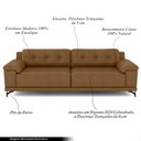 Ver imagem 3 de Sofá Living 4 lugares 252cm Agostino Pés Design em Ferro Couro Caramelo G52 - Gran Belo