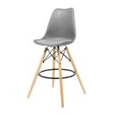 Ver imagem 1 de Kit 2 Banquetas Saarinen Polipropileno Cinza para Cozinha, Bancada e Área Gourmet com Base Madeira