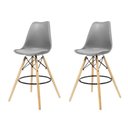 Ver imagem 5 de Kit 2 Banquetas Saarinen Polipropileno Cinza para Cozinha, Bancada e Área Gourmet com Base Madeira