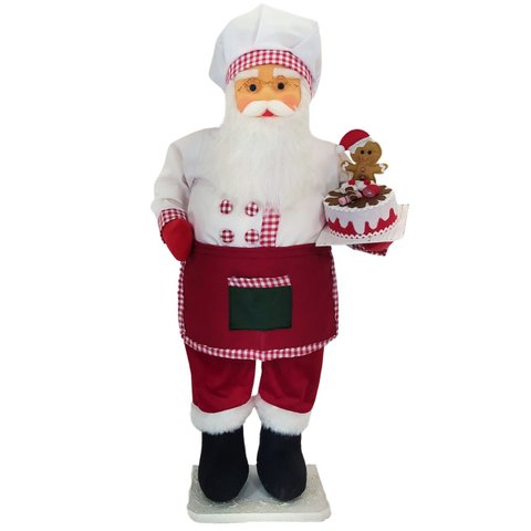 Boneco Natalino Papai Noel Confeiteiro Cozinha Chefe de 90cm