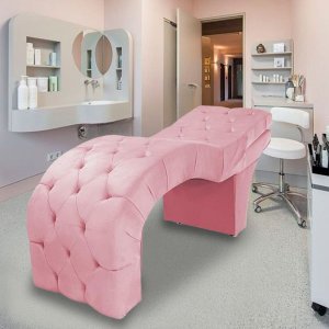 Maca Estética Estofada Reclinável Ergonômica Veludo Eliana:rosê