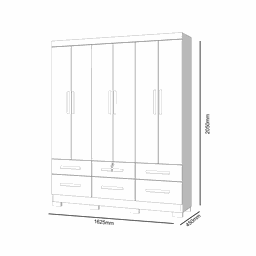 Guarda Roupa Casal Rumba Plus 6 Portas e 6 Gavetas - Freijo / Off White - 4