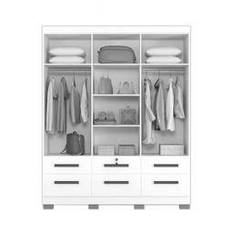 Guarda Roupa Casal Rumba Plus 6 Portas e 6 Gavetas - Freijo / Off White - 2