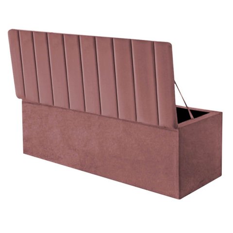 Calçadeira Baú Recamier Estofada Cama King 190cm Carla Suede Rose- Mabe Magazine