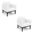 Ver imagem 1 de Kit 2 Poltronas Base de Madeira Fixa Preto Marisa Corano Branco D03 - D’Rossi