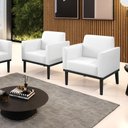 Ver imagem 2 de Kit 2 Poltronas Base de Madeira Fixa Preto Marisa Corano Branco D03 - D’Rossi