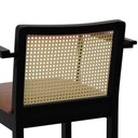 Ver imagem 3 de Banqueta Média com Telinha Pérola Madeira Maciça C- Braço Metal - Preta Assento Estofado Corano
