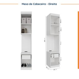 Guarda Roupa Modulado de Casal 12 Portas 6 Peças 2 Mesas de Cabeceira Hera CabeCasa MadeiraMadeira - 14