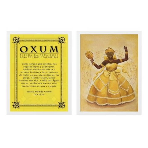 Kit 2 Quadros Oração Oxum 24x18cm:Madeira branca