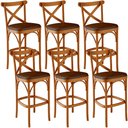 Ver imagem 1 de Kit 06 Banquetas Altas Cozinha Bancada Bar Sala Jantar Estofada Ávila L02 Couríssimo Marrom - Lyam L